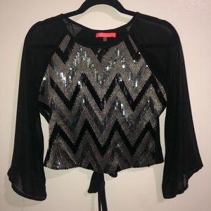 Lulumari Sequin Top - Chevron